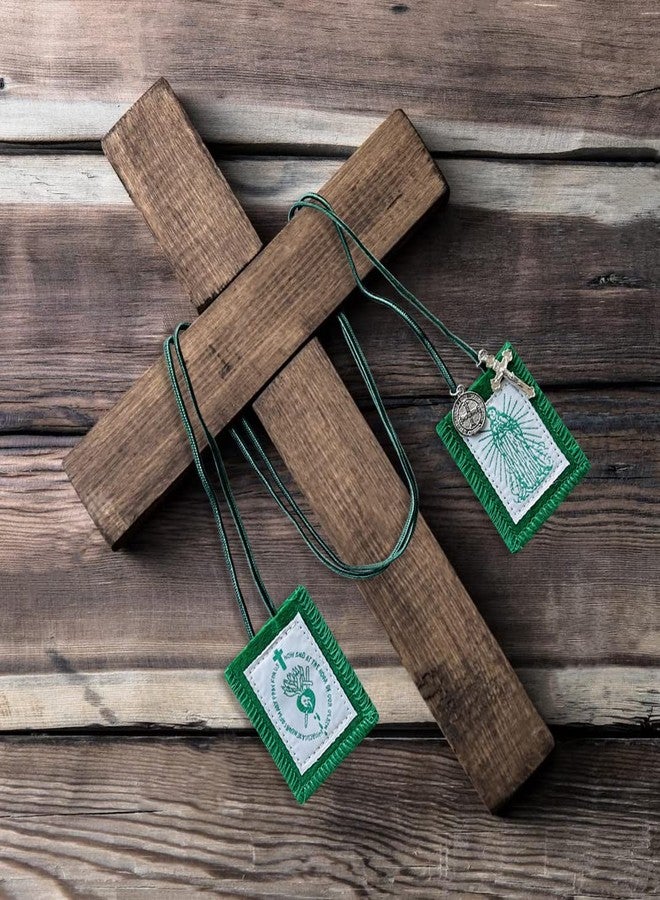 TALPGOD Green Scapular, 3 Pack Bulk Scapulars Catholic Of Immaculate Heart of Mary Green, Escapularios Catolicos Scapular Catholic Necklaces Religious Gift For Women Man With St Benedict Medal Crucifix - Image 4